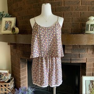 Vintage Y2K Espresso floral romper size medium